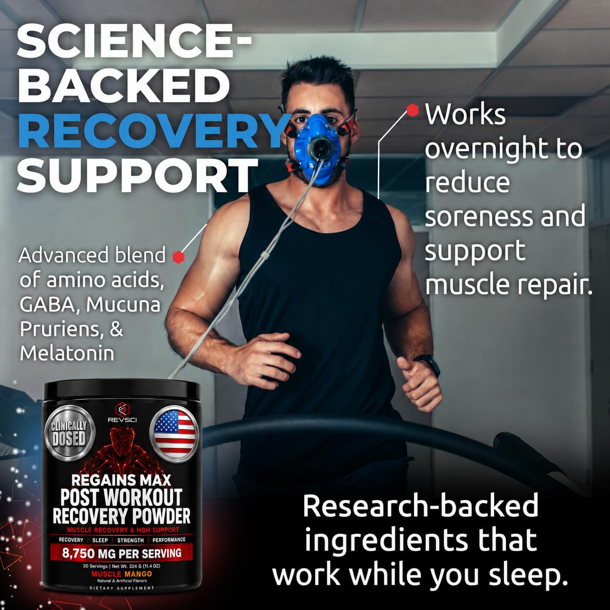 Revolution Science vaso preparado con Regains MAX listo para beber antes de dormir
