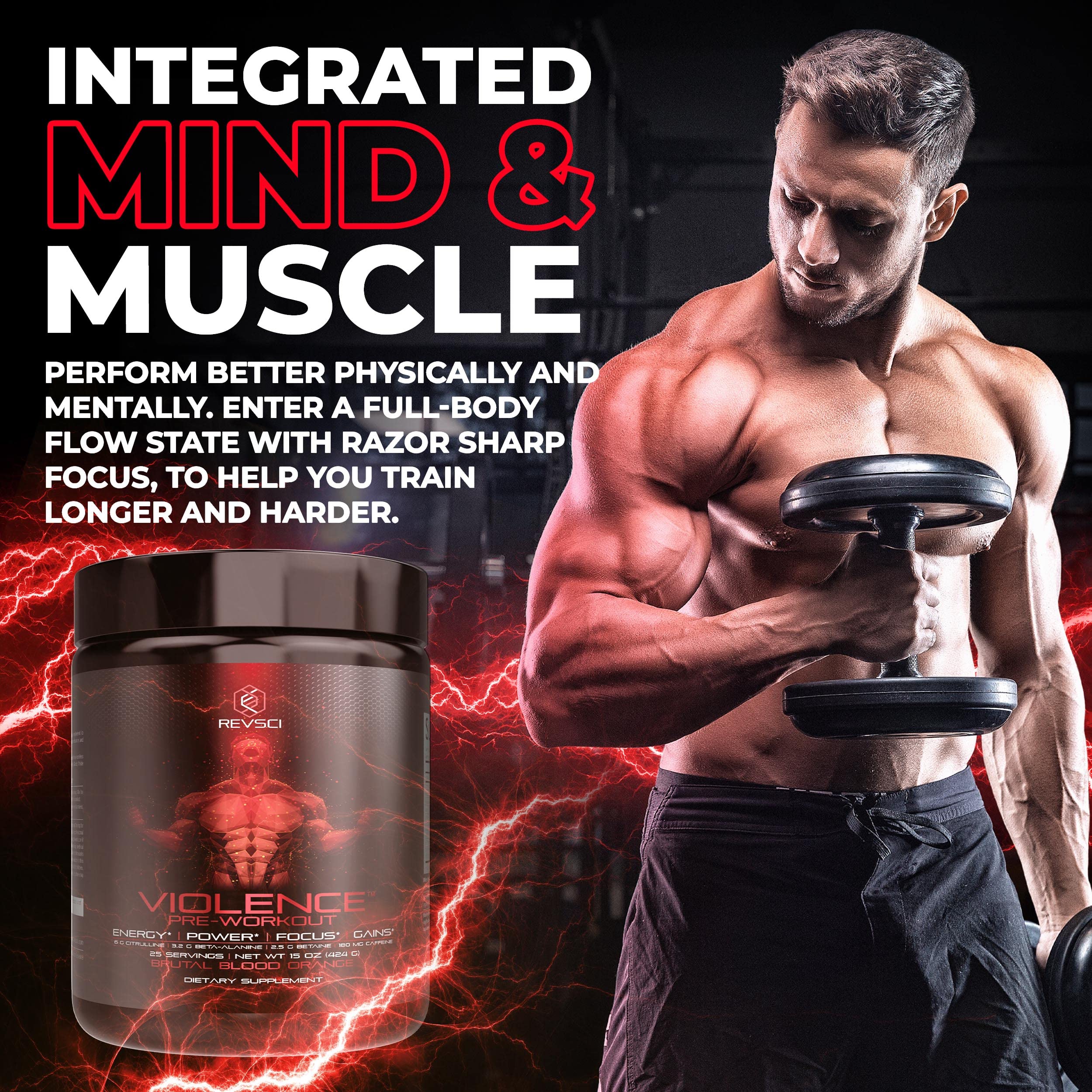 Revolution Science pump muscular en gimnasio mostrando vascularidad