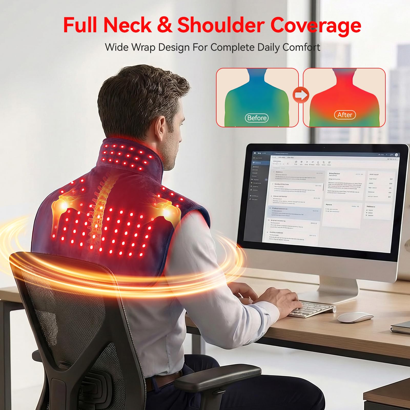 RICIAL forma en U adaptada al cuello y hombros, soporte ergonómico