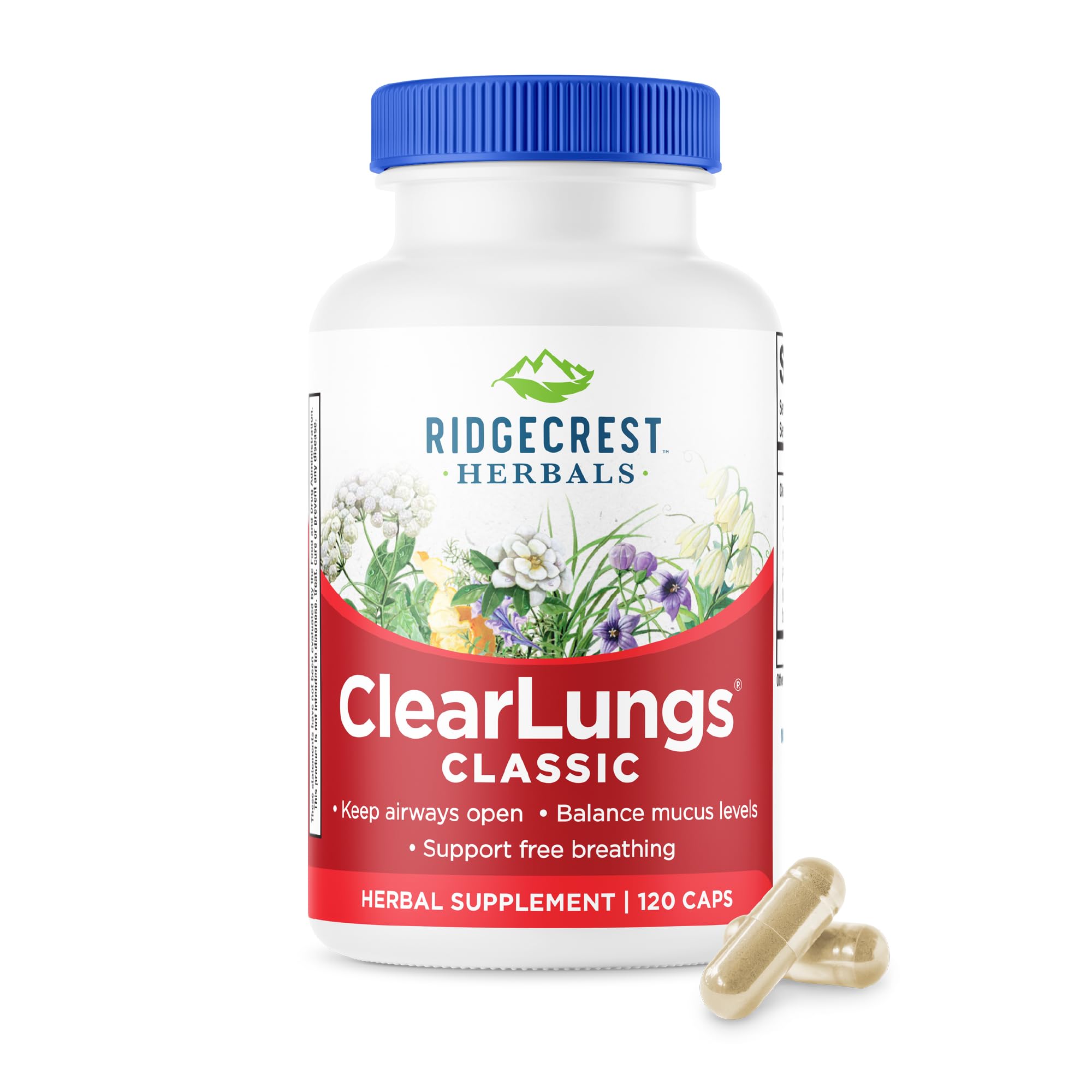 RidgeCrest Herbals envase frontal mostrando fórmula y cantidad, beneficio visual rápido