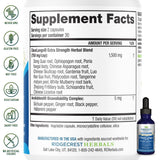 RidgeCrest Herbals etiqueta con lista de ingredientes y beneficios respiratorios
