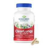 RidgeCrest Herbals frasco frontal mostrando el producto y beneficios respiratorios