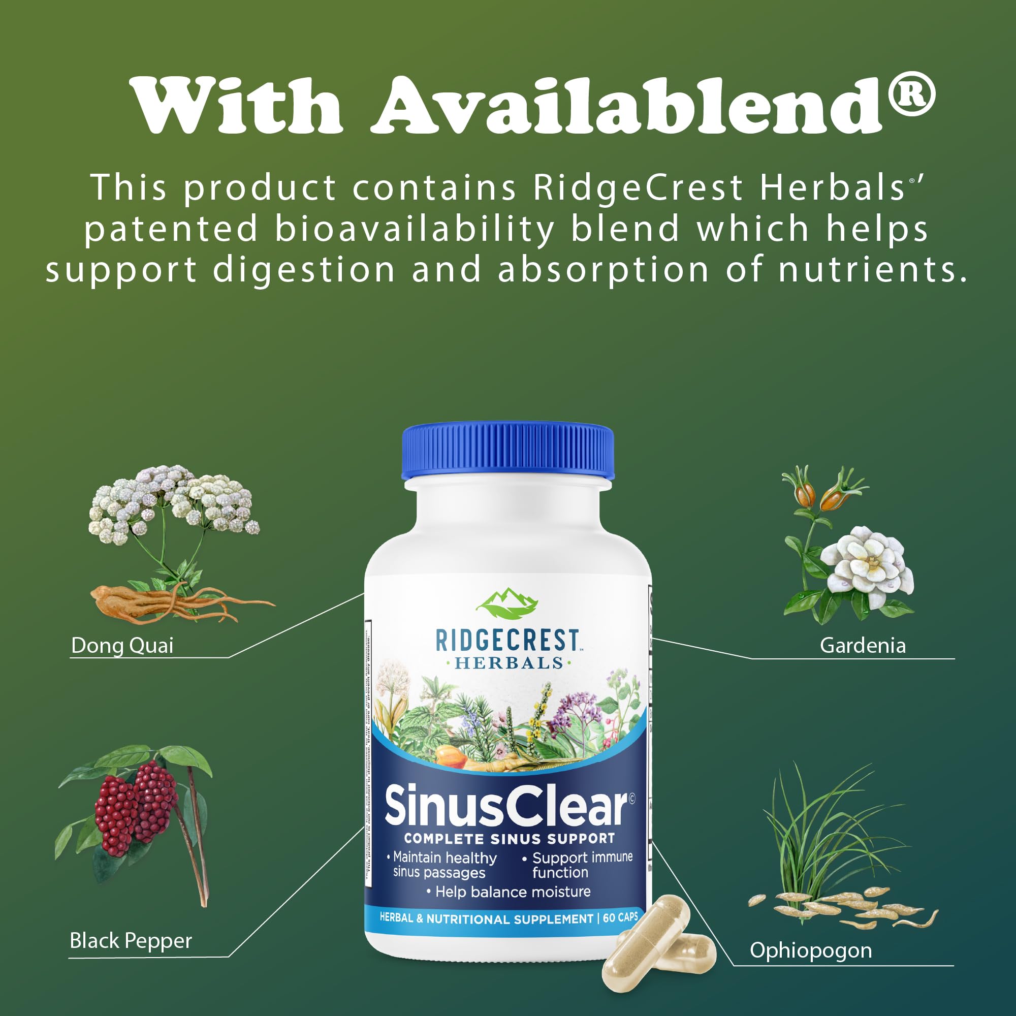 RidgeCrest Herbals etiqueta con sellos de calidad y pruebas de terceros