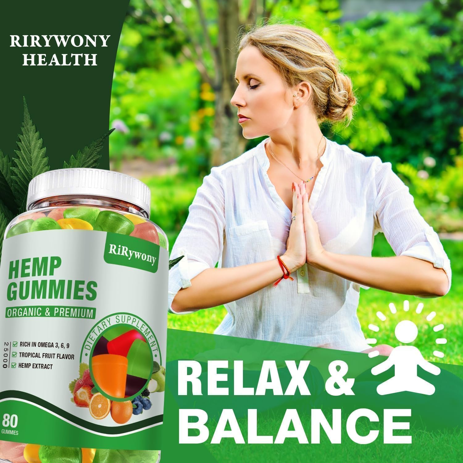RiRywony Health gomita en mano representando fácil administración y formato masticable