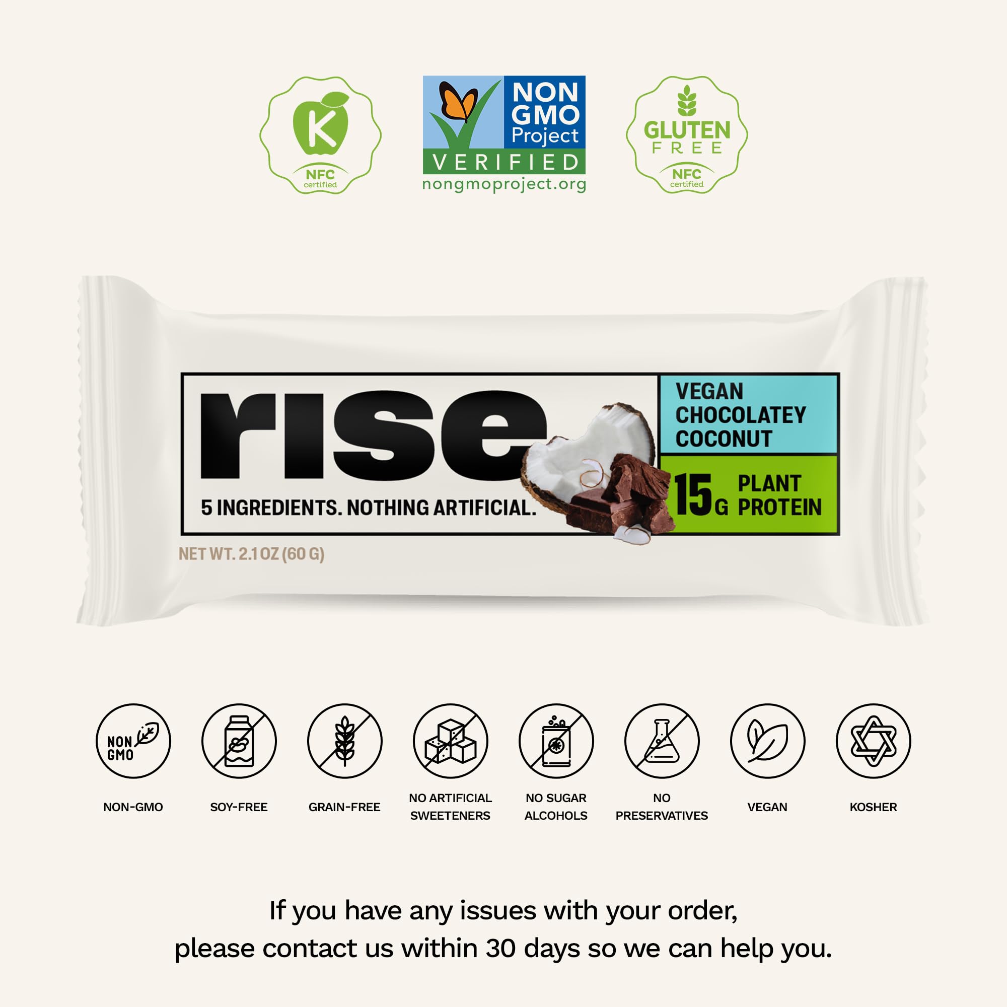 Rise ingredientes orgánicos agrupados destacando limpieza y naturalidad