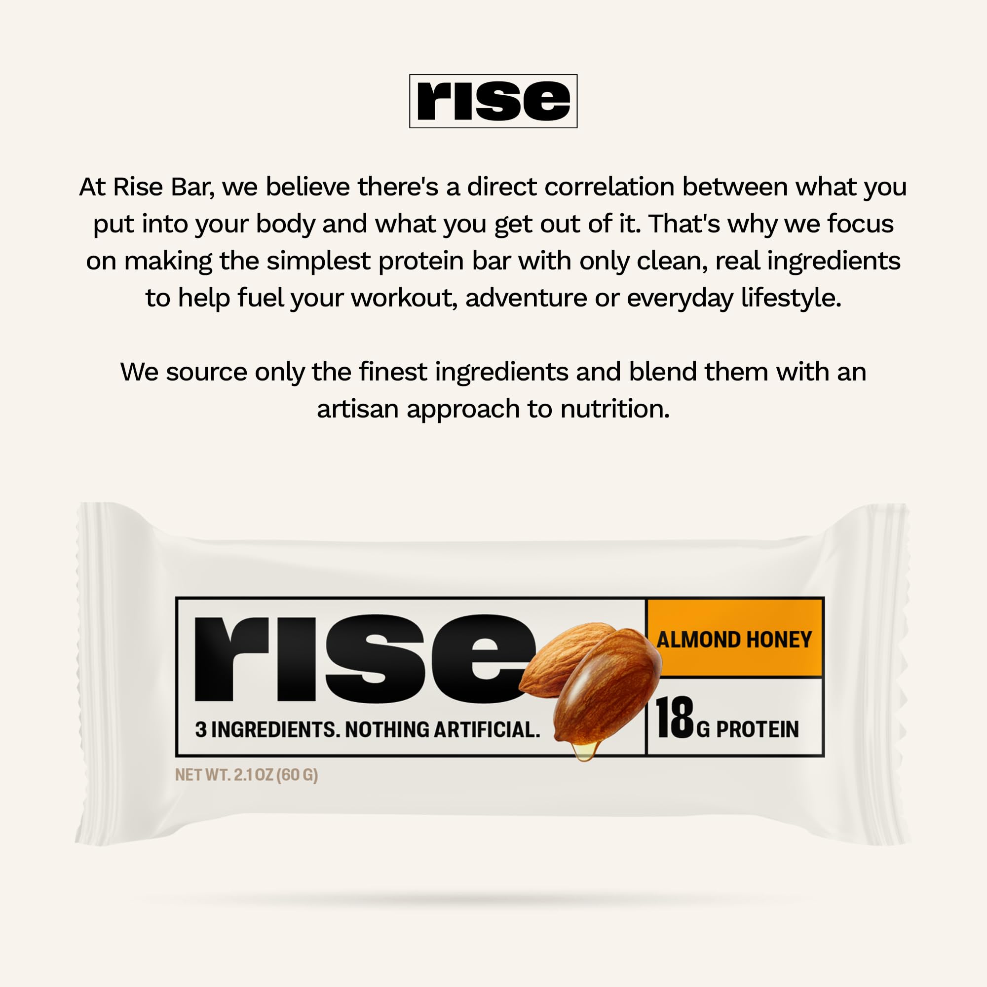 Rise ingredientes tres ingredientes naturales resaltando limpieza y calidad