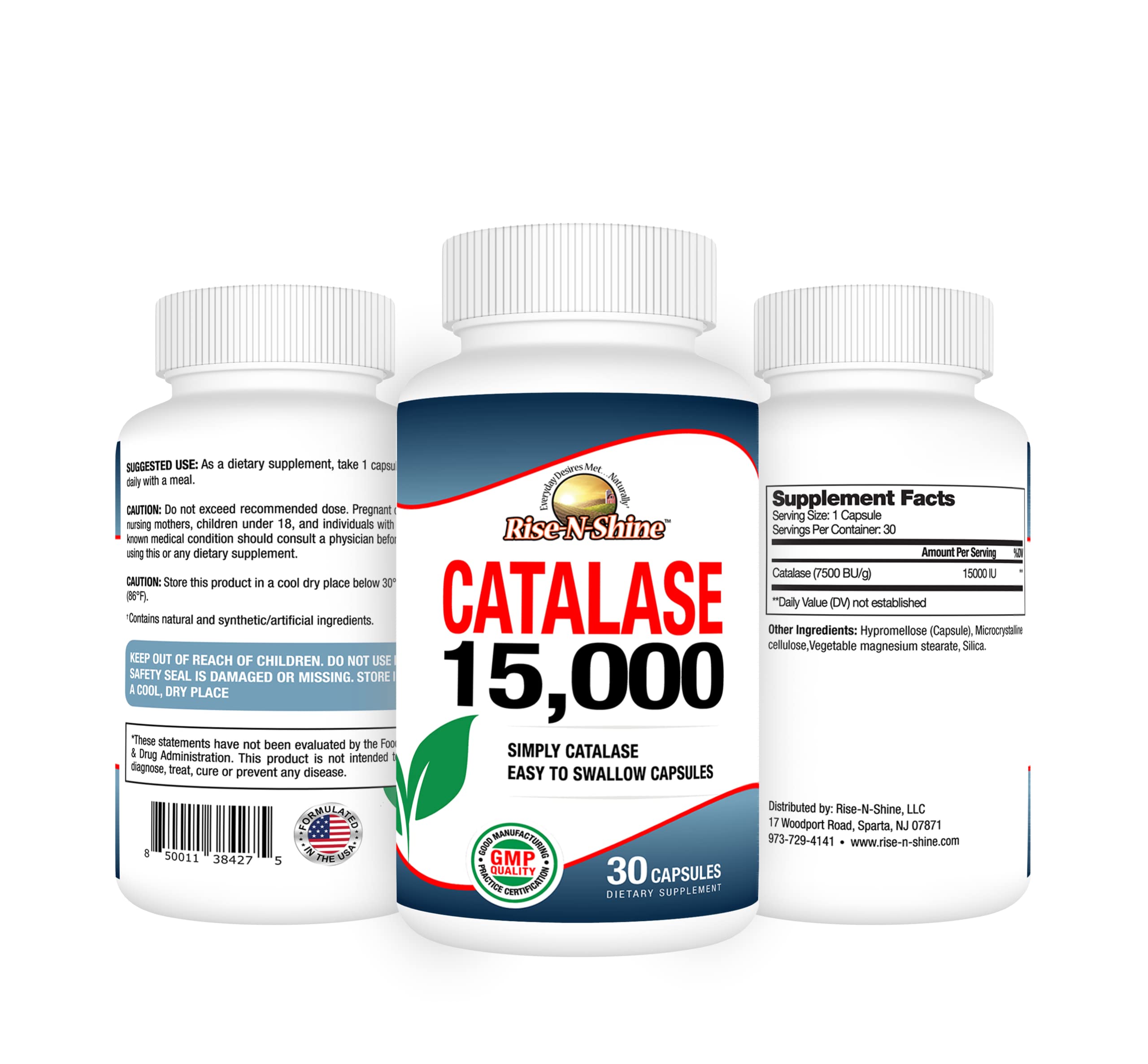 Rise-N-Shine etiqueta detalle con ingredientes clave y ventaja informativa clara