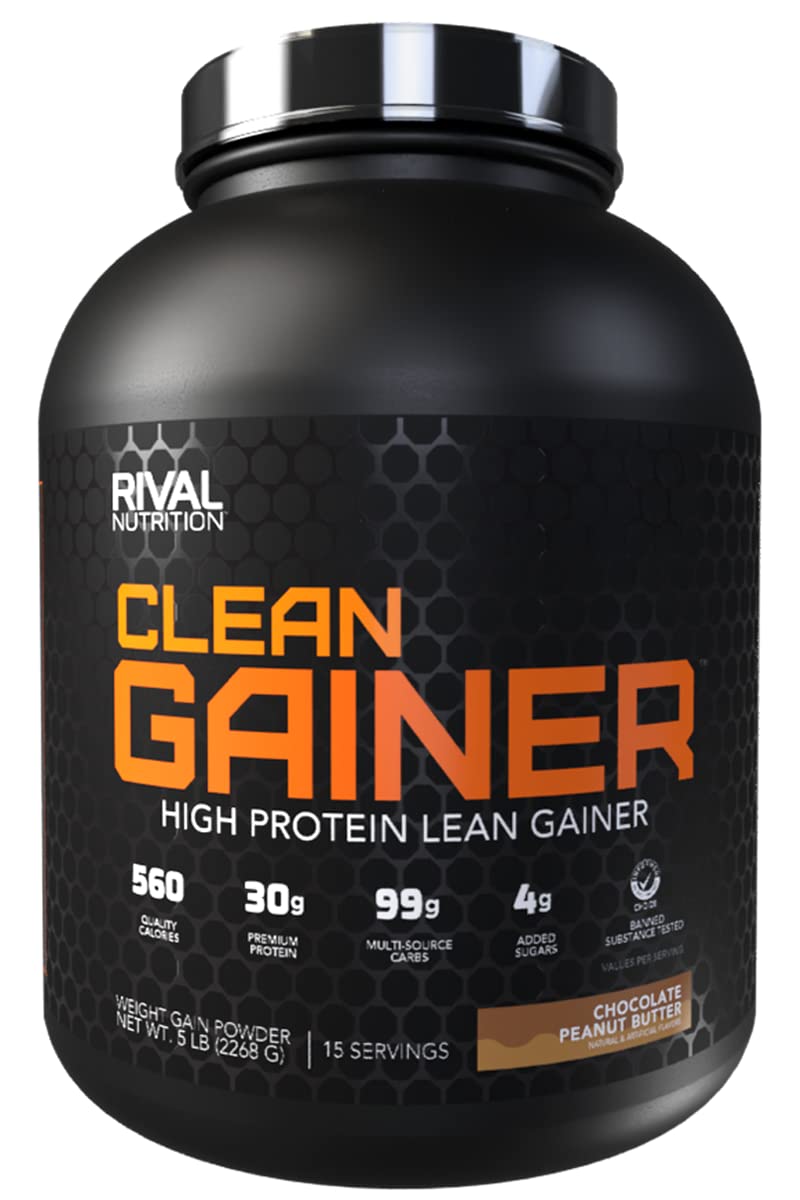 RIVAL NUTRITION frasco frontal mostrando diseño y tamaño 5 lb y conveniencia