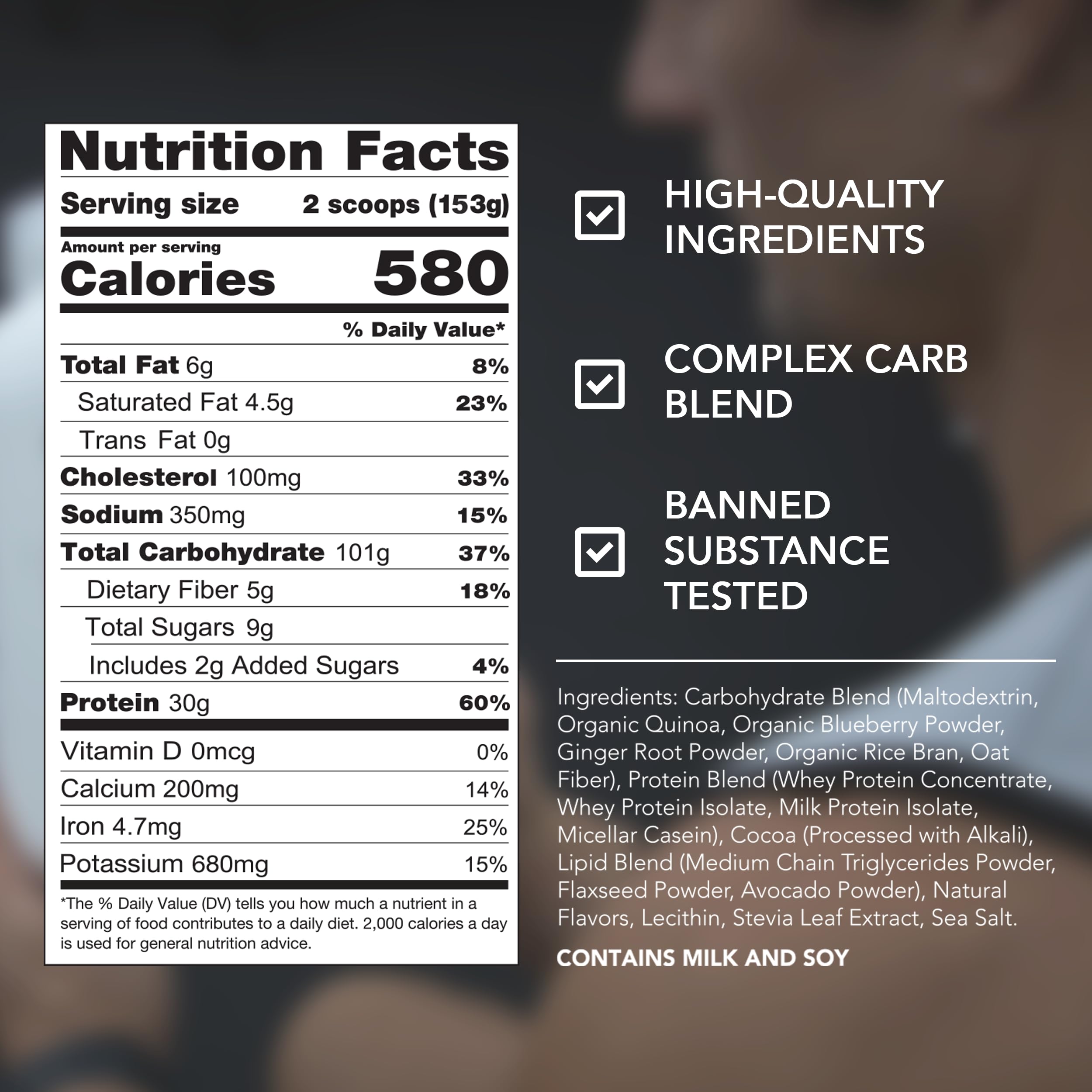 RIVAL NUTRITION ingredientes quinoa y avena como fuentes de carbohidratos