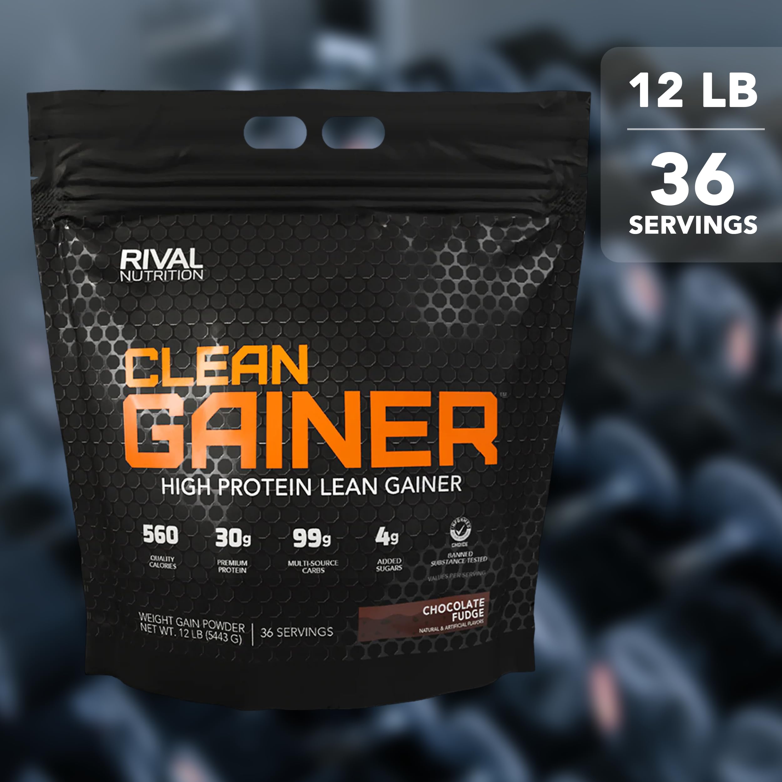 RIVAL NUTRITION comparativa de tamaño 12 lb para calcular porciones y calorías