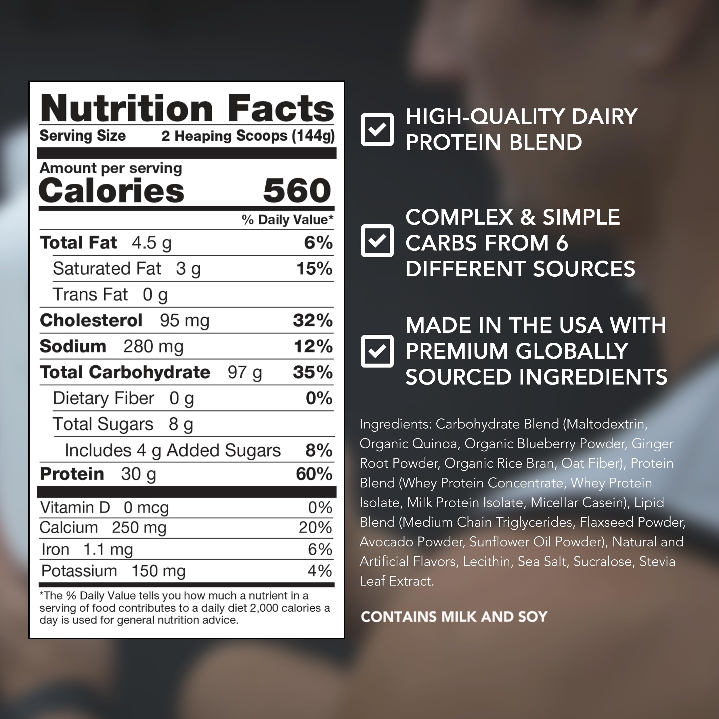 RIVAL NUTRITION vaso preparado de Clean Gainer aporte calórico inmediato