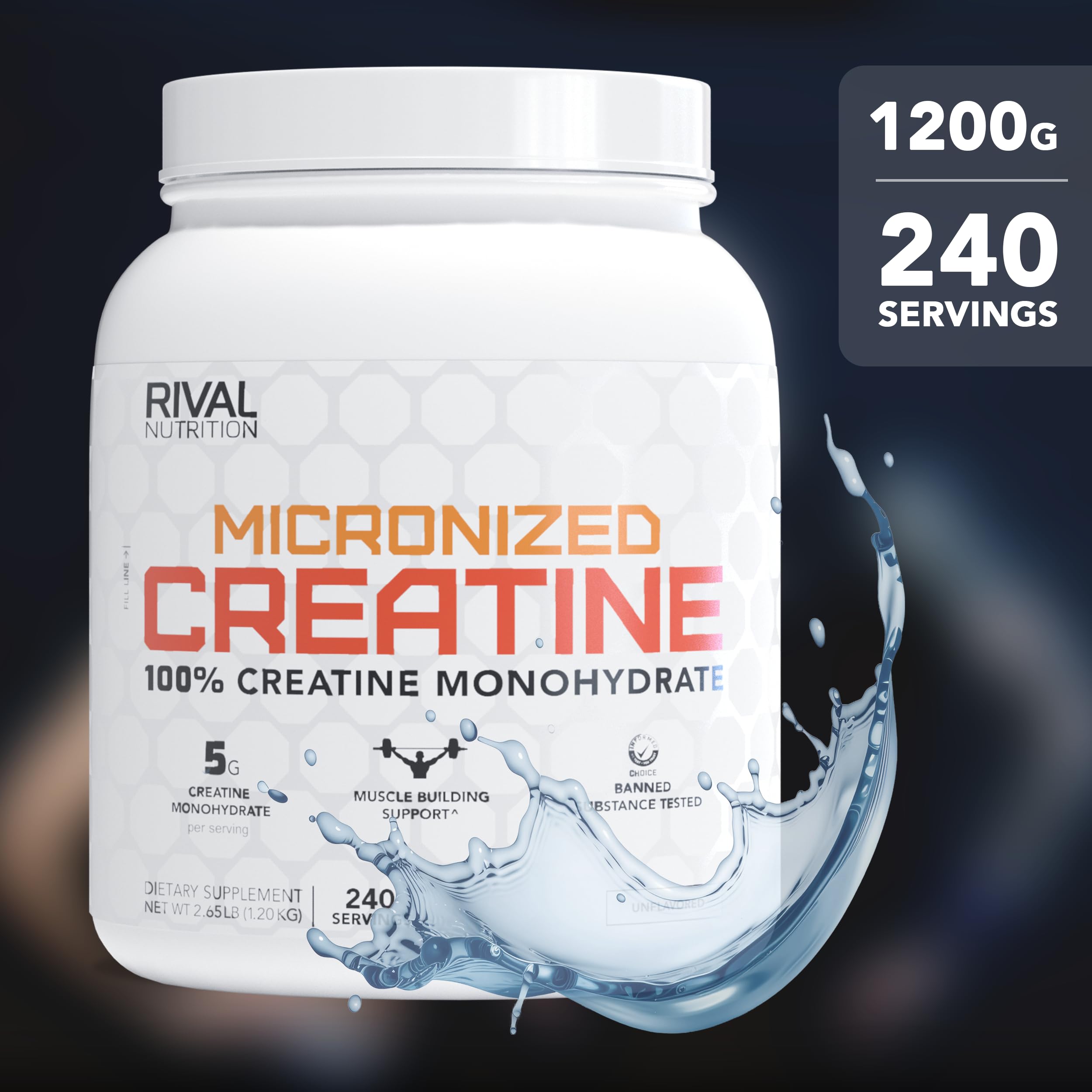 RIVAL NUTRITION envase abierto con 1200 g y aspecto del contenido