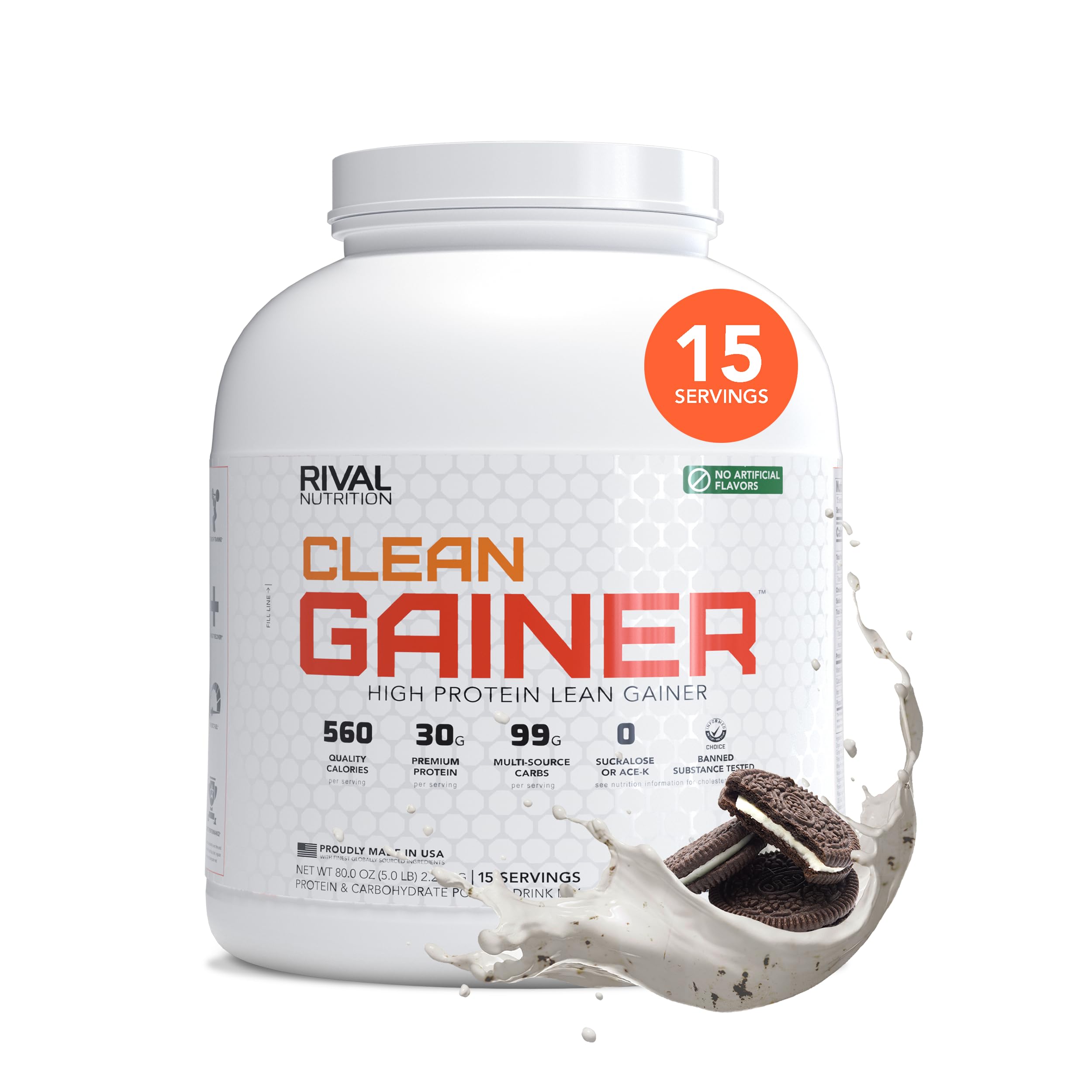 RIVAL NUTRITION envase frontal Cookies & Cream, muestra sabor apetecible y confianza