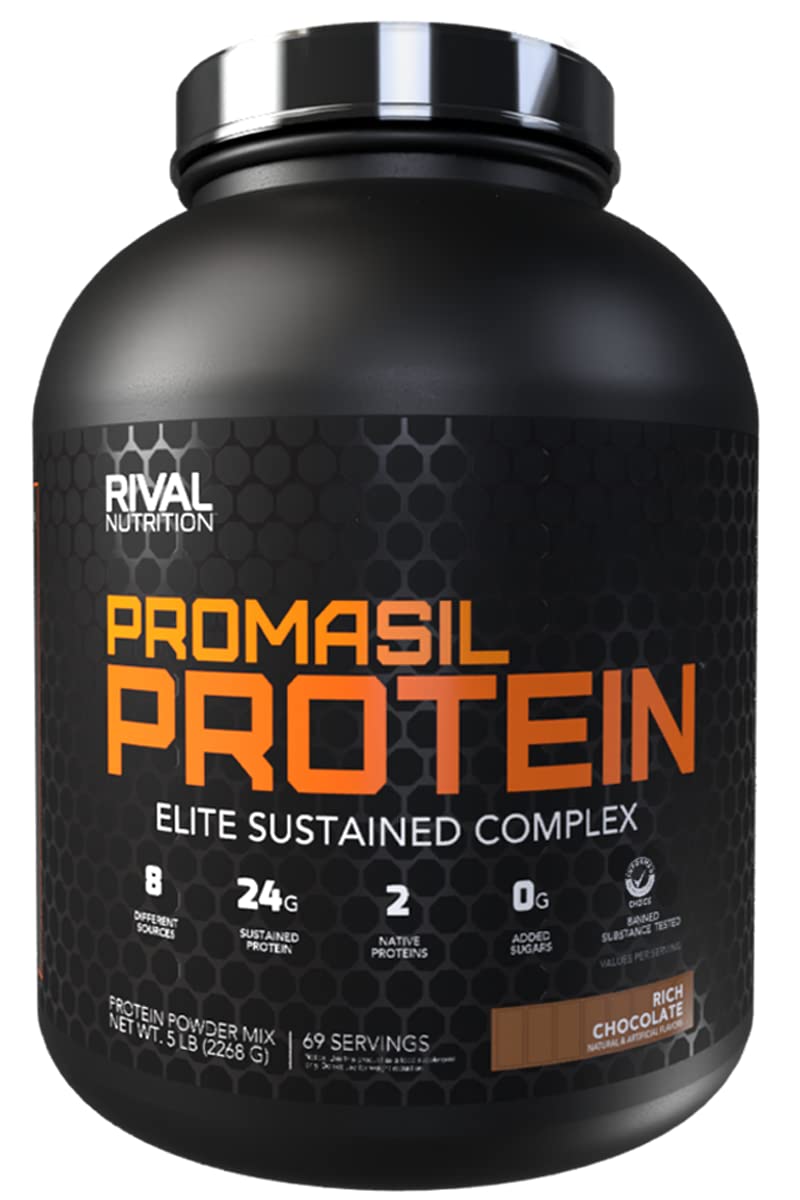 RIVAL NUTRITION envase frontal Promasil chocolate mostrando tamaño y marca