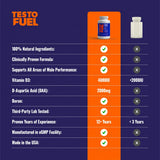 ROAR AMBITION TestoFuel en cocina con vaso de agua y frutas, beneficio integración diaria