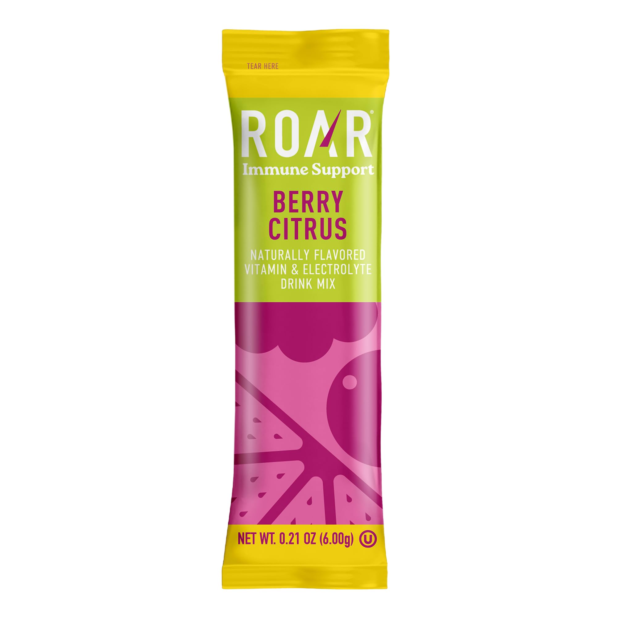 ROAR sobre en mano para comparar tamaño, práctico para llevar y dosificar