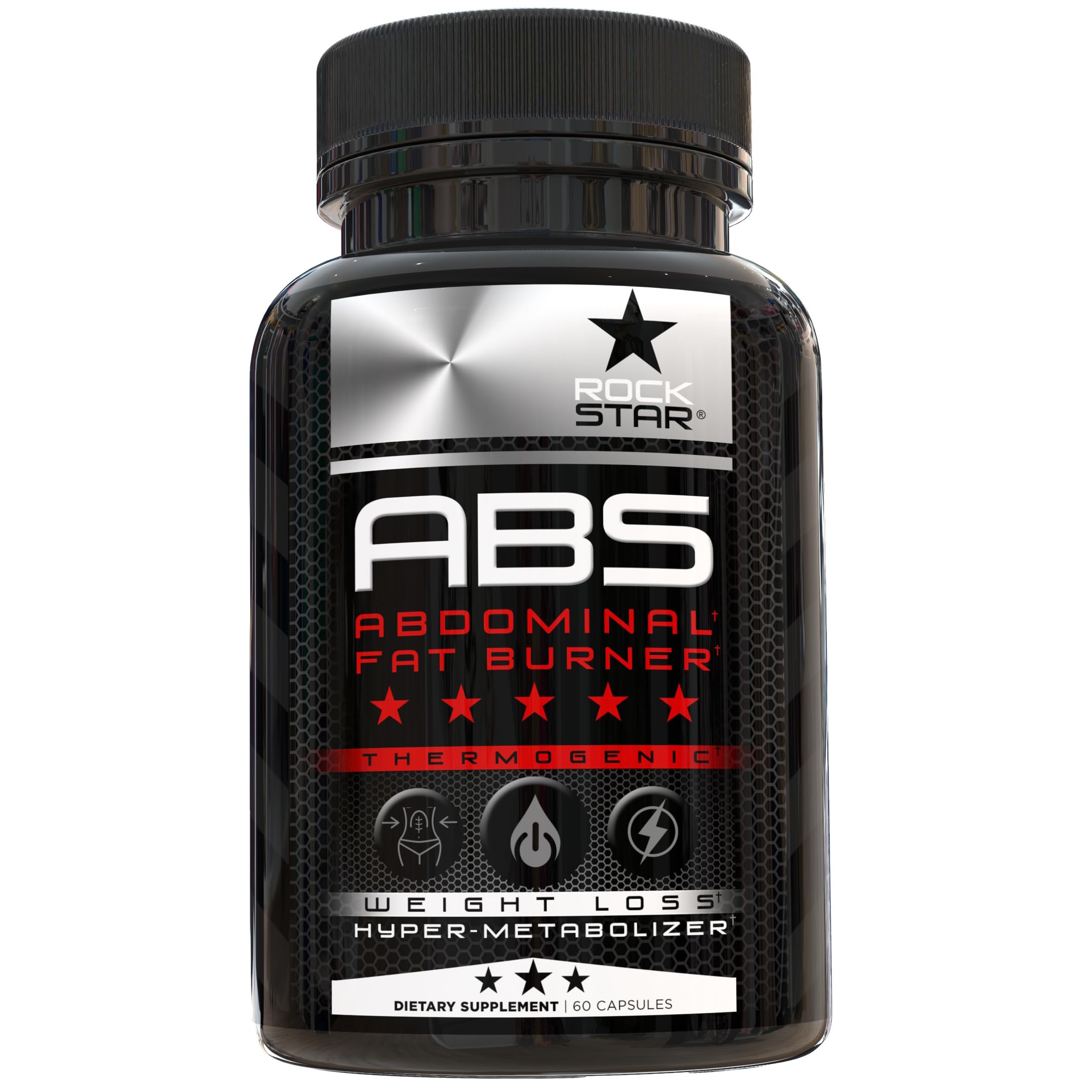 Rockstar Abs frente del envase mostrando diseño y beneficio de quema