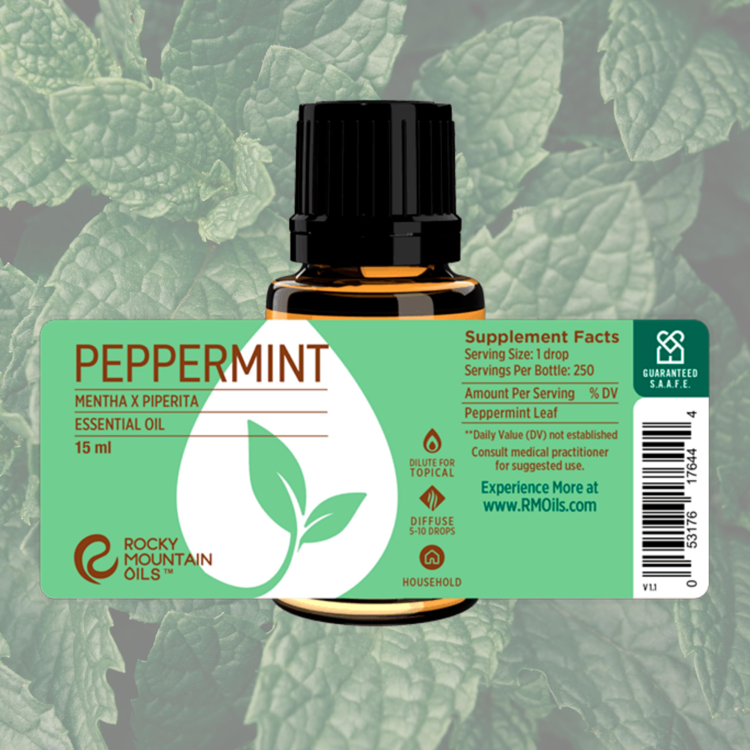 Rocky Mountain Oils gota de aceite sobre piel simulada para textura fresca