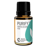 Rocky Mountain Oils frasco Purify frontal mostrando etiqueta clara y volumen