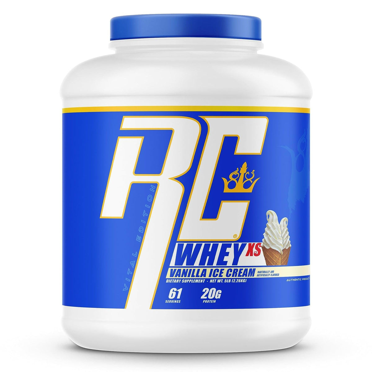 Ronnie Coleman envase frente mostrando diseño y porciones, ideal claridad
