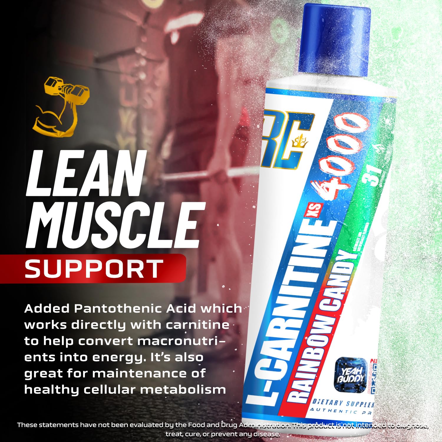 Ronnie Coleman etiqueta nutricional enfocada que muestra ingredientes clave y claridad