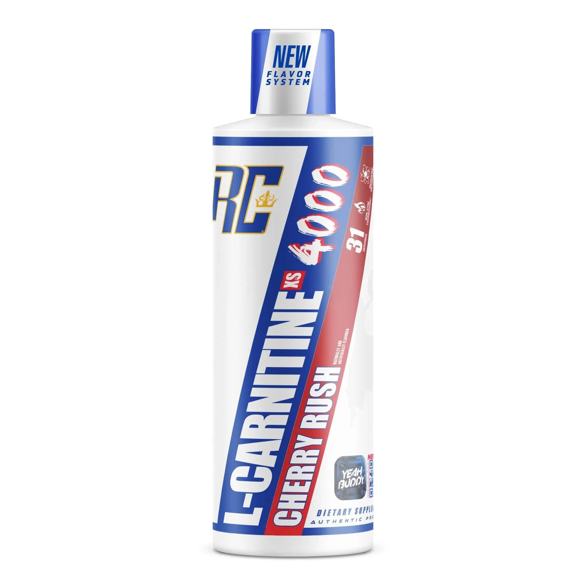 Ronnie Coleman botella frontal mostrando etiqueta y beneficio de conveniencia