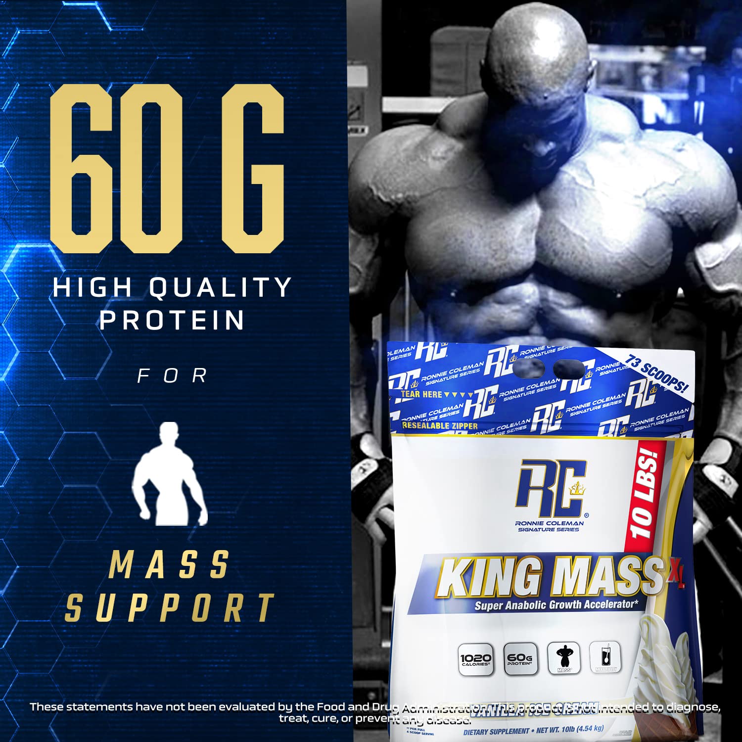 Ronnie Coleman shake en vaso listo para beber, aporta más de 1,000 calorías por porción