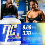 Ronnie Coleman porción con cuchara que muestra tamaño de servicio y control