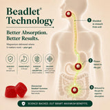 Close-up de una gomita Root Labs que revela textura y beadlet liposomal