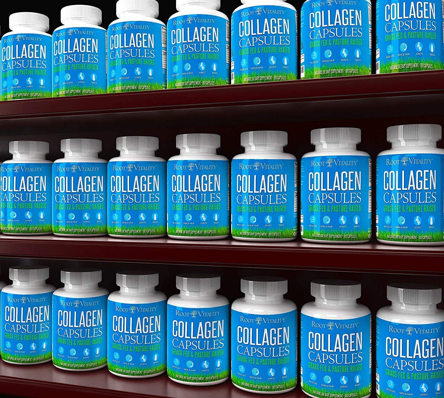 Root Vitality cápsulas junto a vaso de agua en una rutina matutina saludable