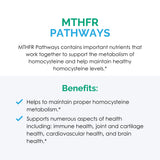 Grupo de cápsulas Rootcology MTHFR Pathways sobre superficie, muestra cantidad por toma