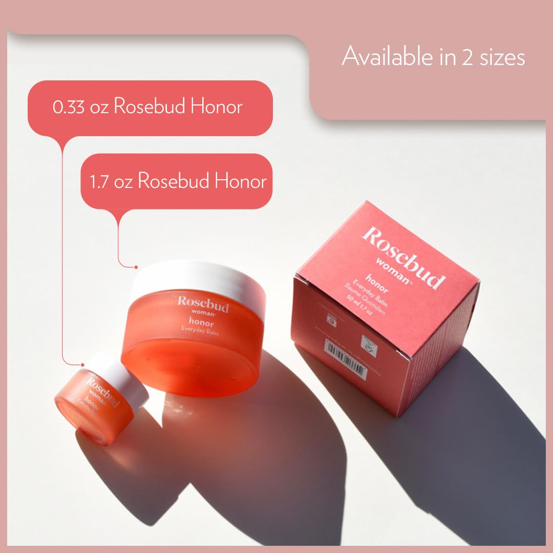 Rosebud Woman etiqueta con lista de ingredientes botánicos y fórmulas claras