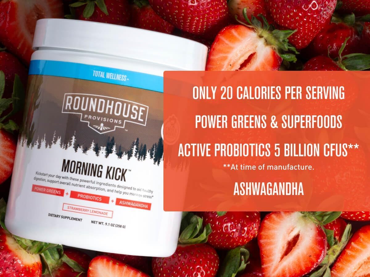 ROUNDHOUSE PROVISION producto en mesa de desayuno, sugiere integración en rutina diaria