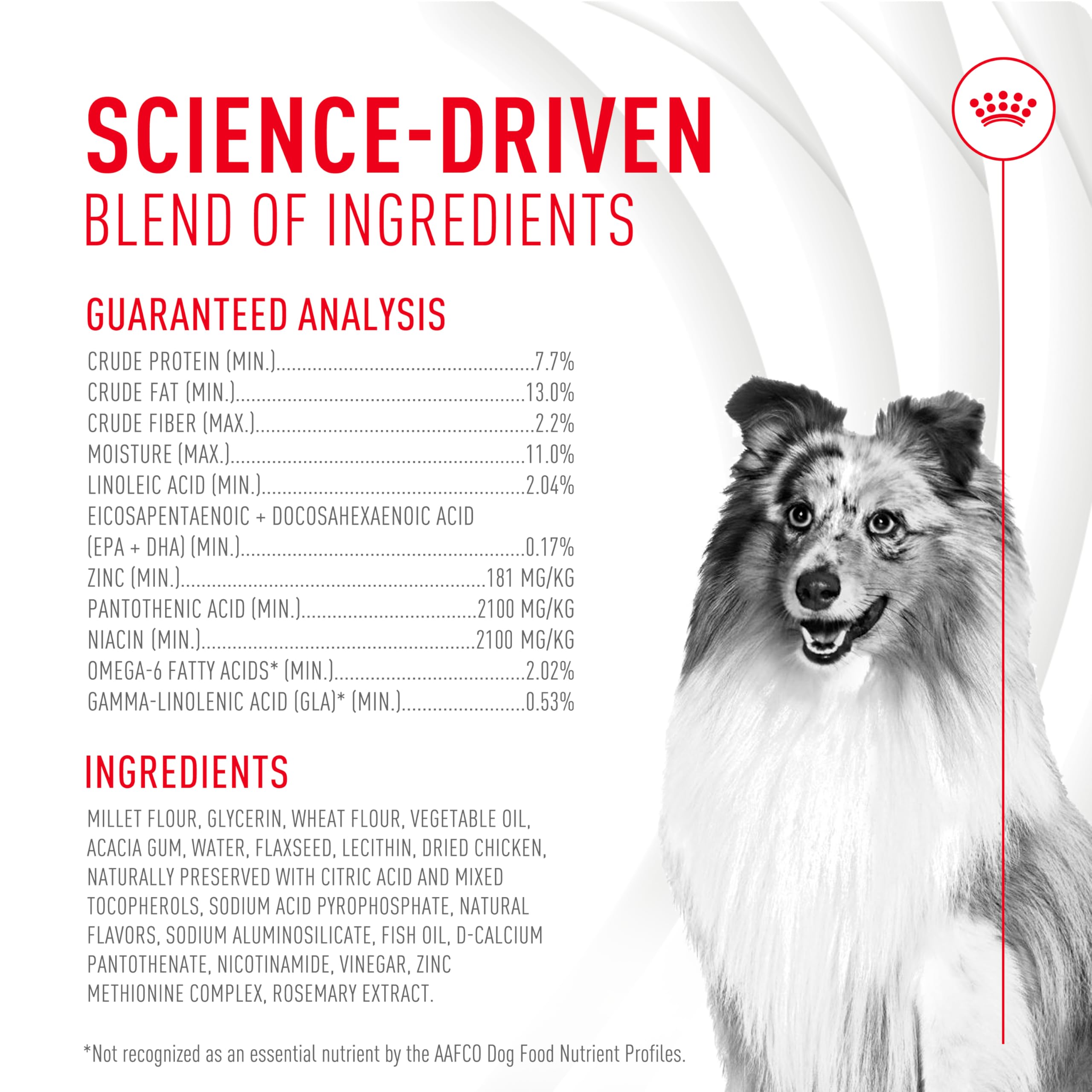 ROYAL CANIN comparativa del tamaño del masticable para dosificar fácilmente