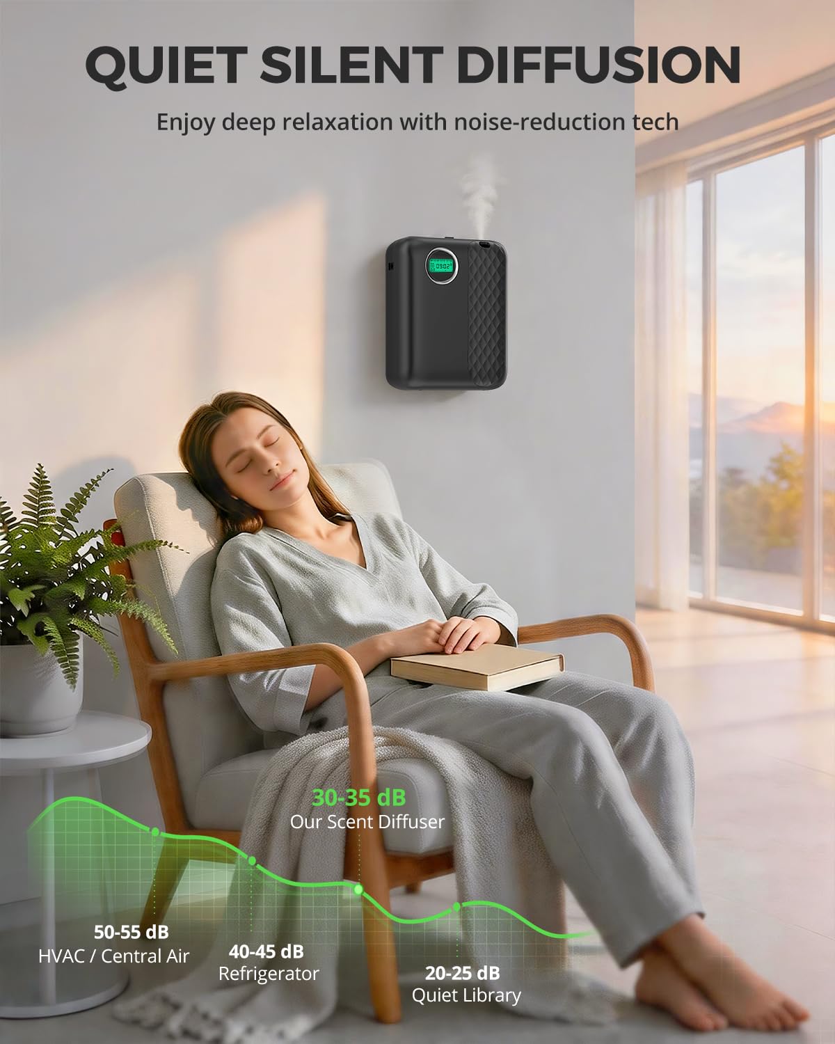 RoyAroma pantalla de app Aroma Butler controlando intensidad y programaciones