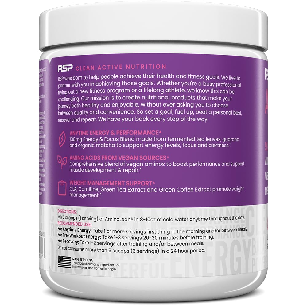 RSP NUTRITION AminoLean junto a botella en gimnasio para entrenar