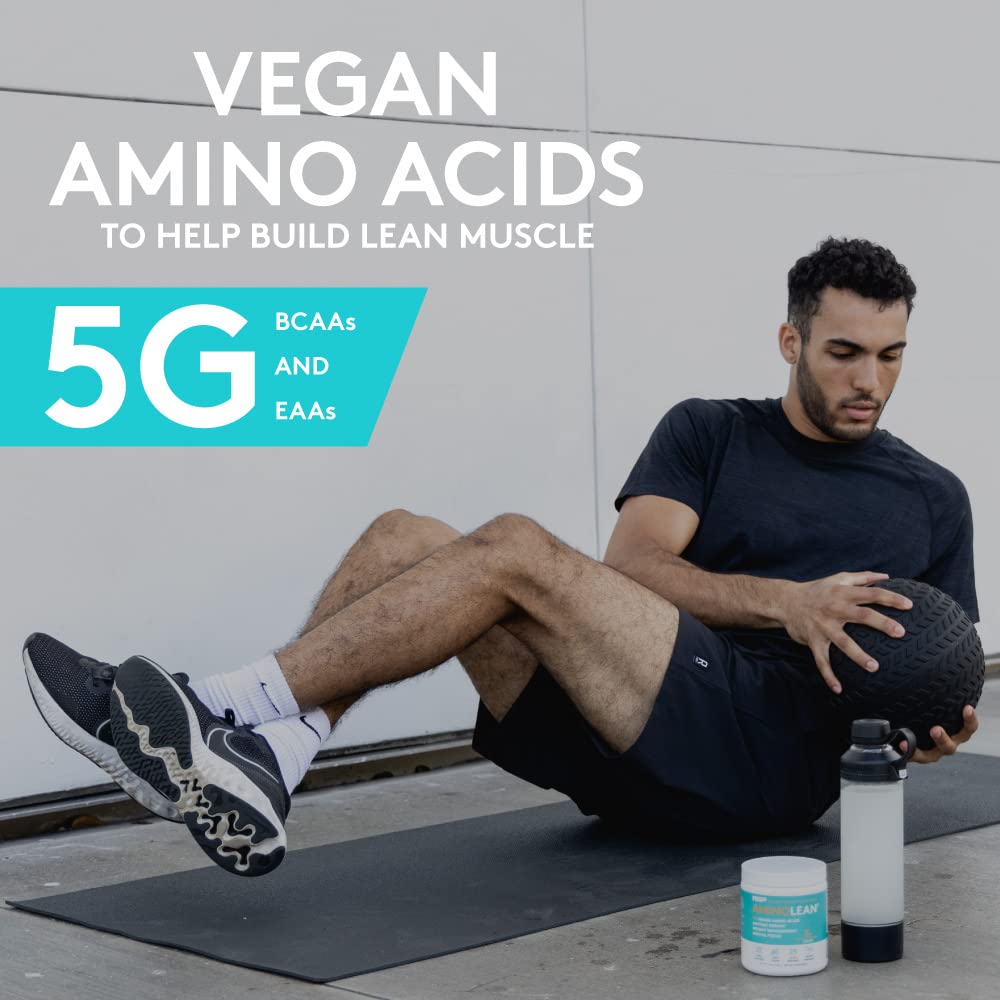 RSP NUTRITION AminoLean comparación de tamaño del pote y medidas