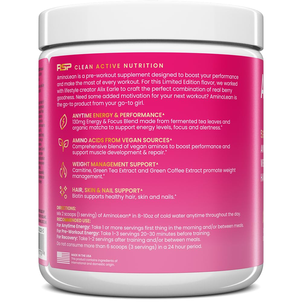 RSP NUTRITION AminoLean uso en gimnasio mostrando energía y concentración