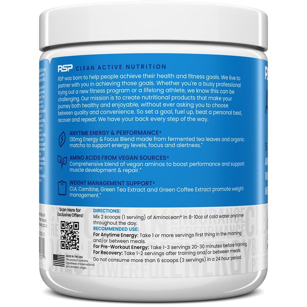 RSP NUTRITION AminoLean en ambiente lifestyle, integrado en rutina diaria saludable
