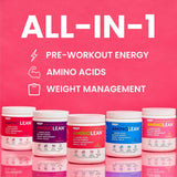 RSP NUTRITION polvo AminoLean textura cercana, revela mezcla fina y solubilidad