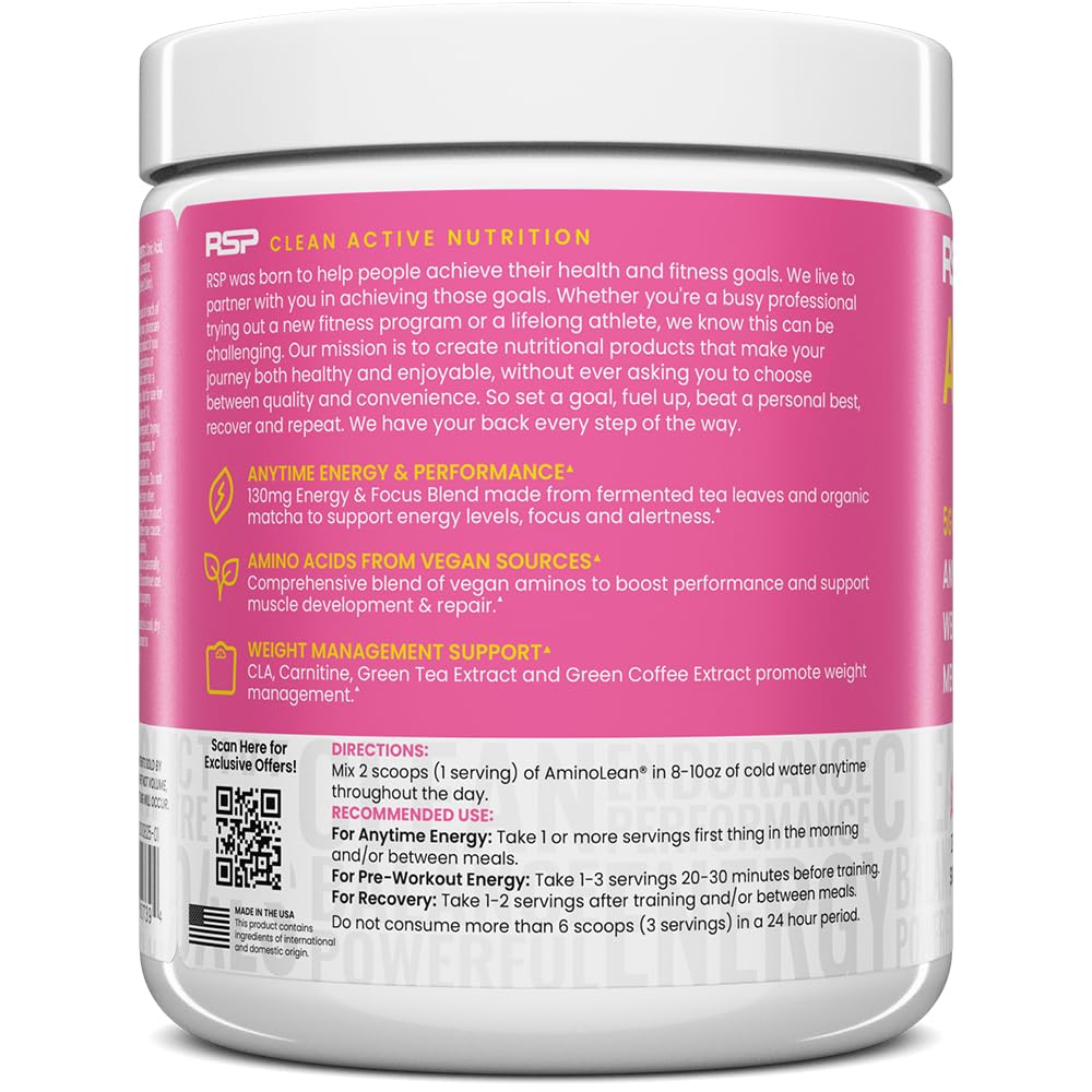 RSP NUTRITION AminoLean textura del polvo fino para mezcla rápida
