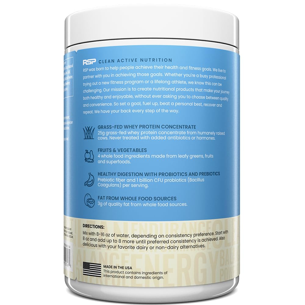 RSP NUTRITION comparación de tamaño con mano para referencia de porción