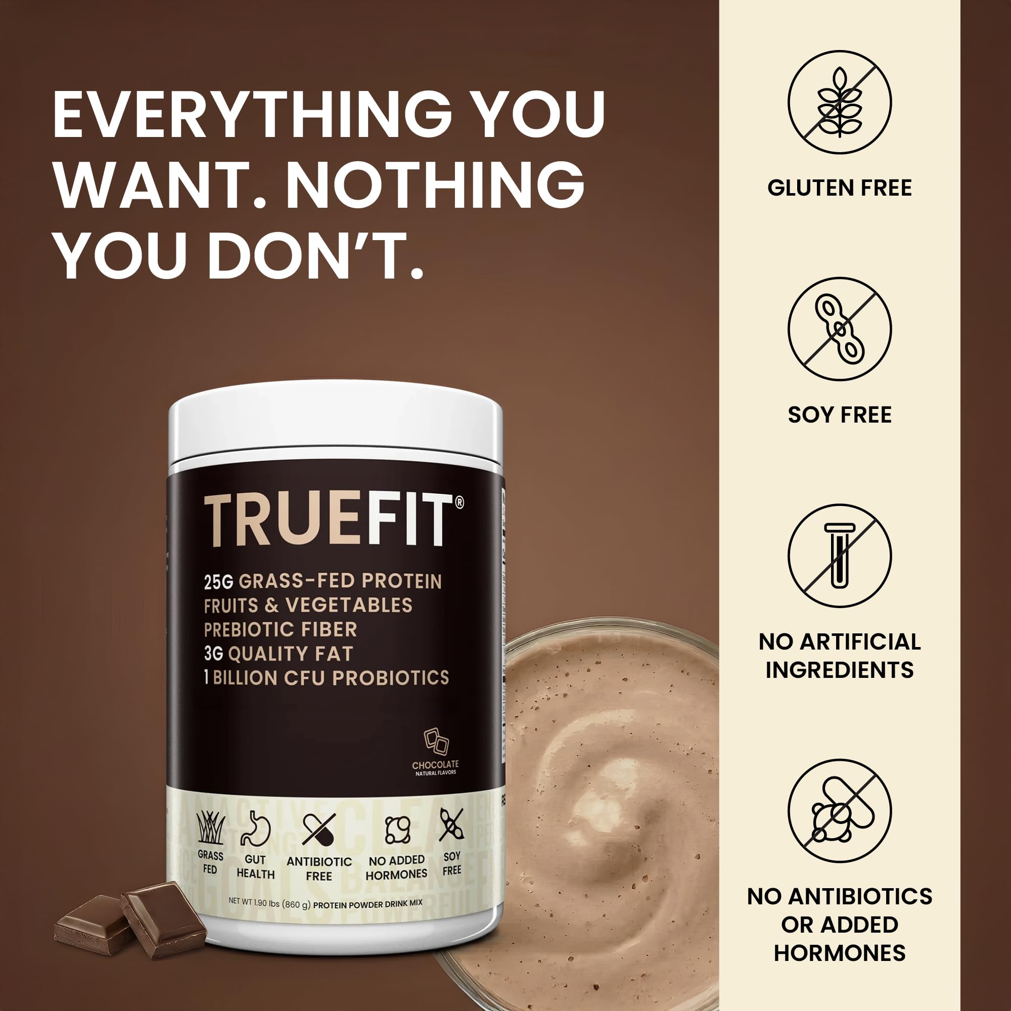 RSP TrueFit detalle de etiqueta nutricional que resalta proteínas y probióticos