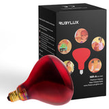RubyLux bombilla frontal mostrando diseño robusto y calor concentrado