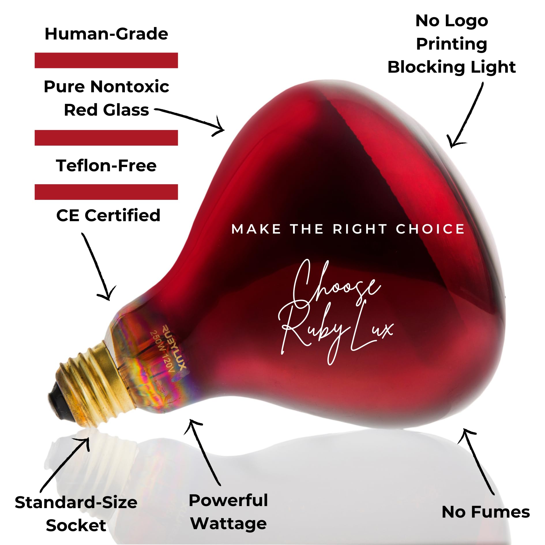 RubyLux detalle del filamento que indica calidad y larga vida útil
