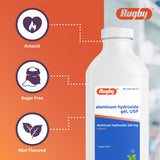 RUGBY LABORATORIES botella al lado de un vaso para comparar tamaño