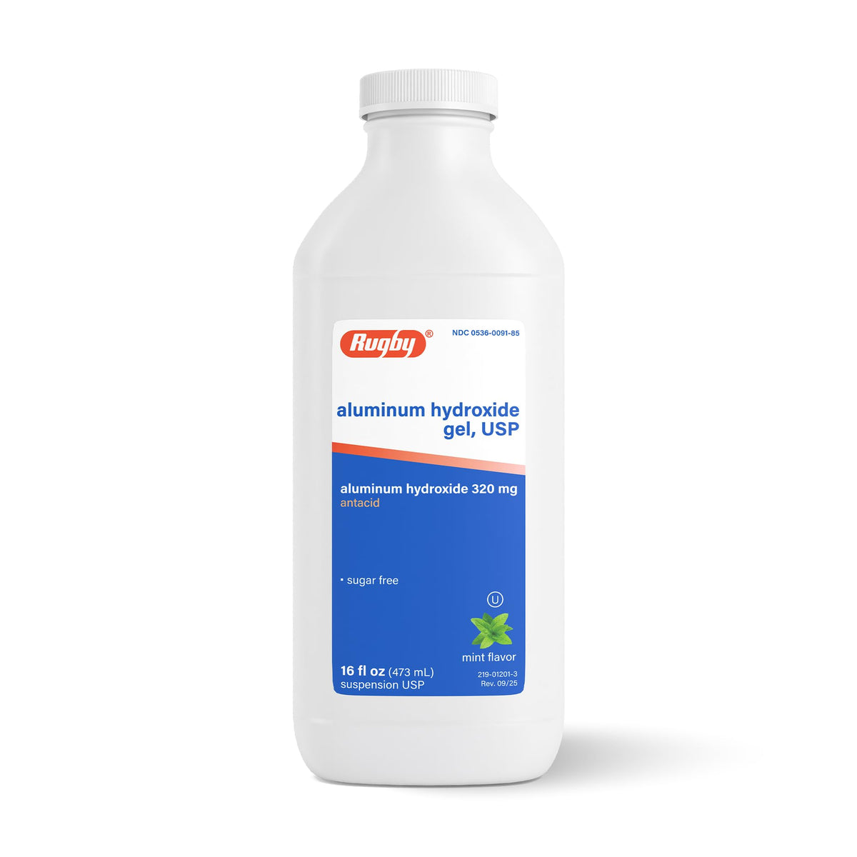 RUGBY LABORATORIES envase frontal que muestra dosis y menta, alivio rápido