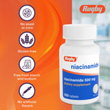 RUGBY LABORATORIES tableta junto a un vaso de agua para mostrar modo de uso