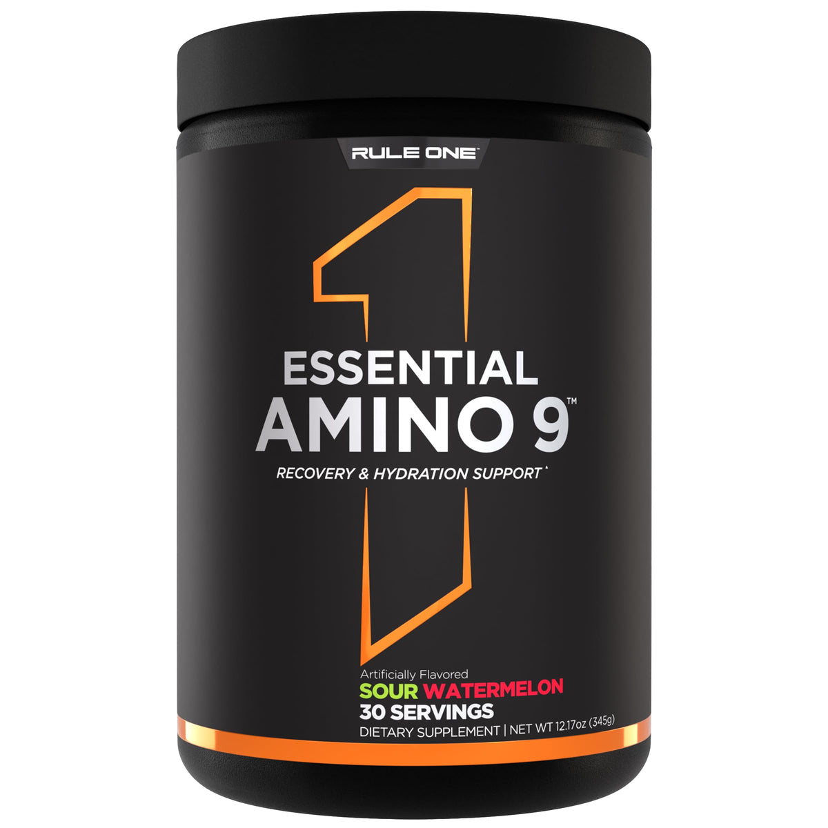 Rule 1 Proteins envase frontal con sabor sour watermelon y 30 servicios, fácil identificación