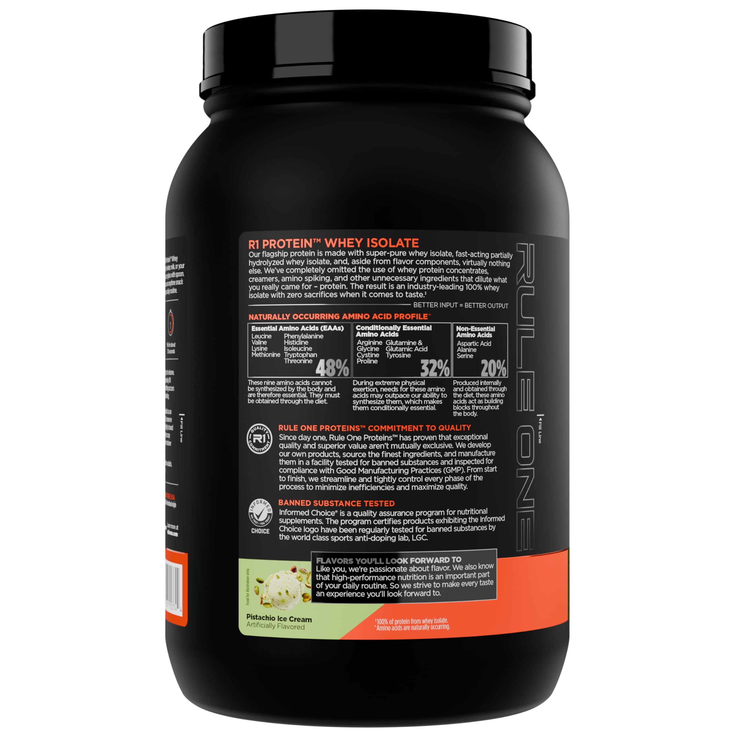 Rule 1 Proteins batido preparado en vaso listo para beber y disfrute rápido